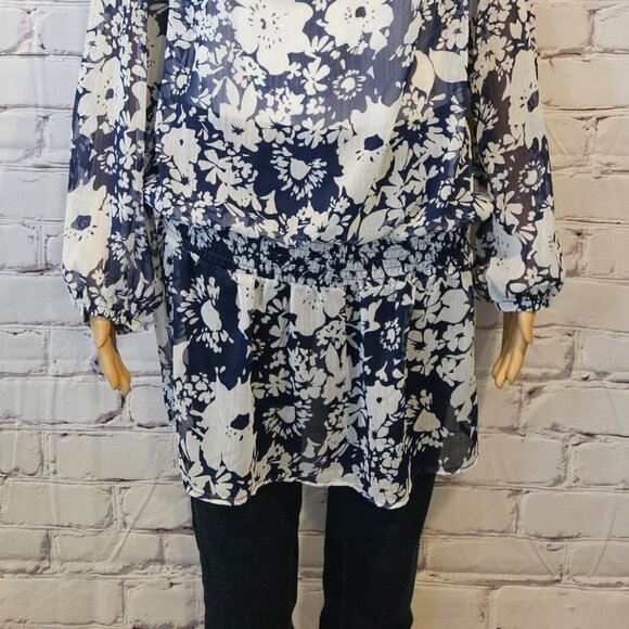 JONES NEW YORK - Blue Boho floral drop waist tunic - Picture 7 of 10